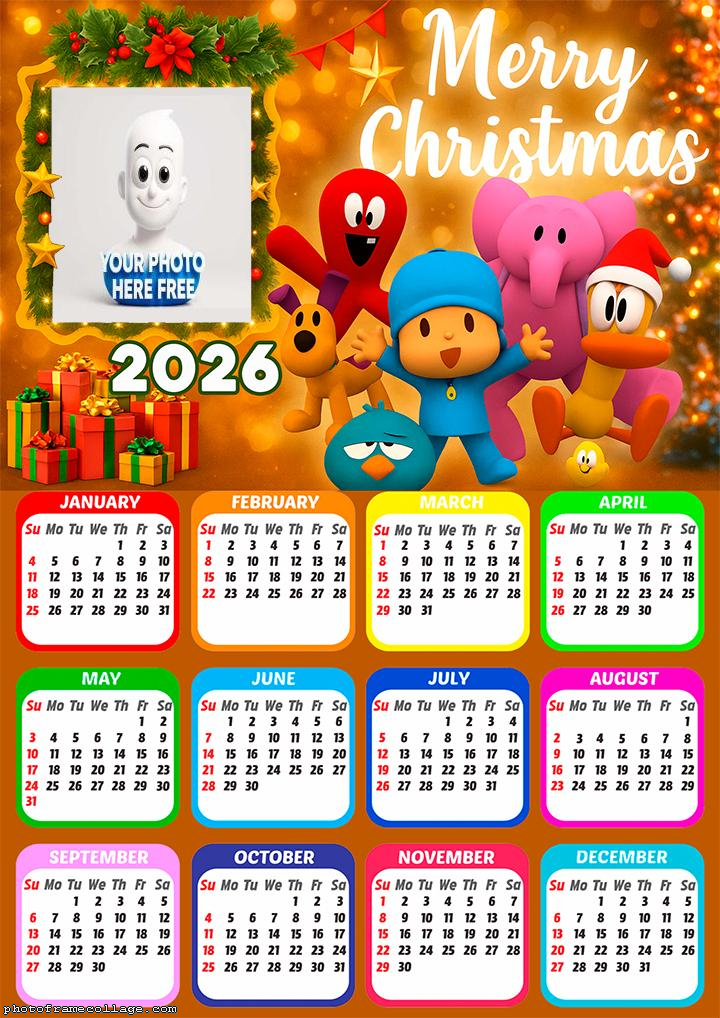 Calendar 2026 Merry Christmas Pocoyo