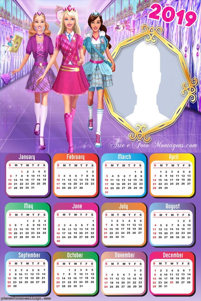 Barbie Princess Charm School Calendar 2019