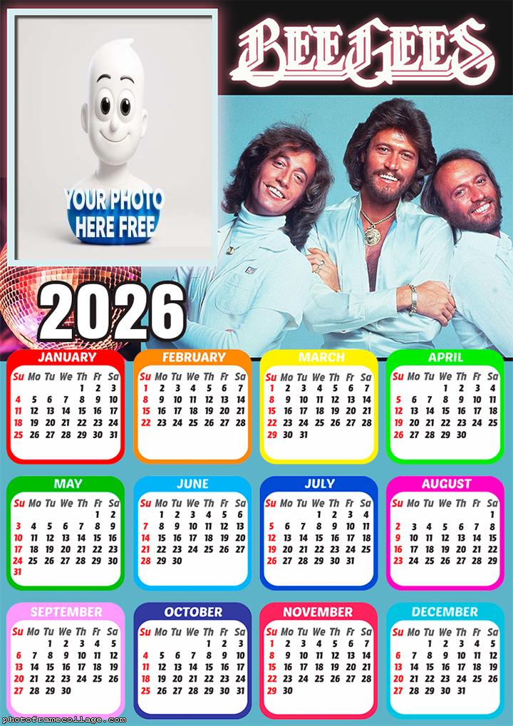 Calendar 2026 Bee Gees Online Photo Frame