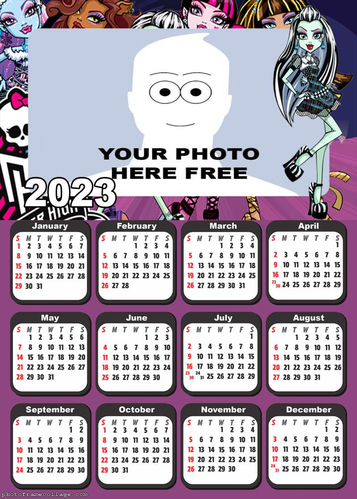 Calendar 2023 Monster High