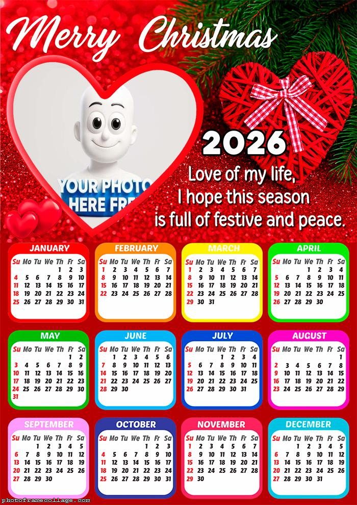 Calendar 2026 Merry Cristmas Love of My Life