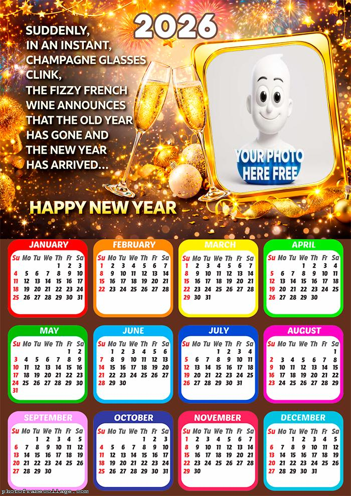 Calendar 2026 Happy New Year message
