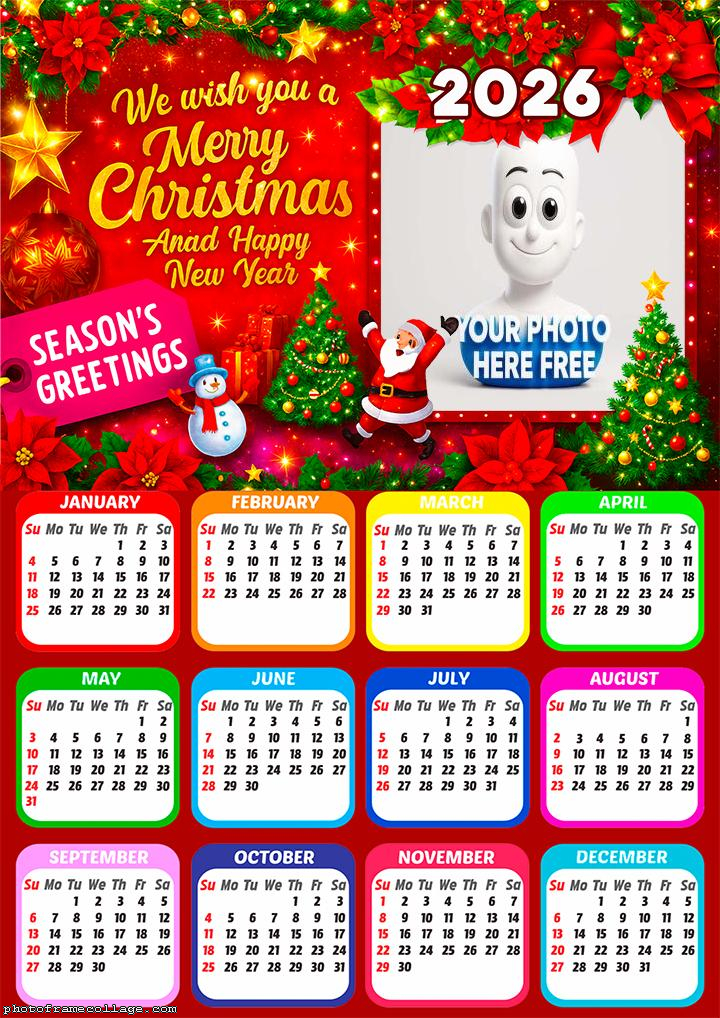 Calendar 2026 We wish you a Merry Christmas