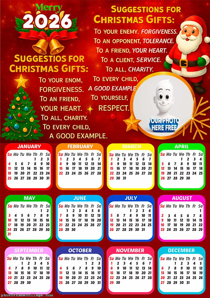 Calendar 2026 Suggestions for Christmas Gifts