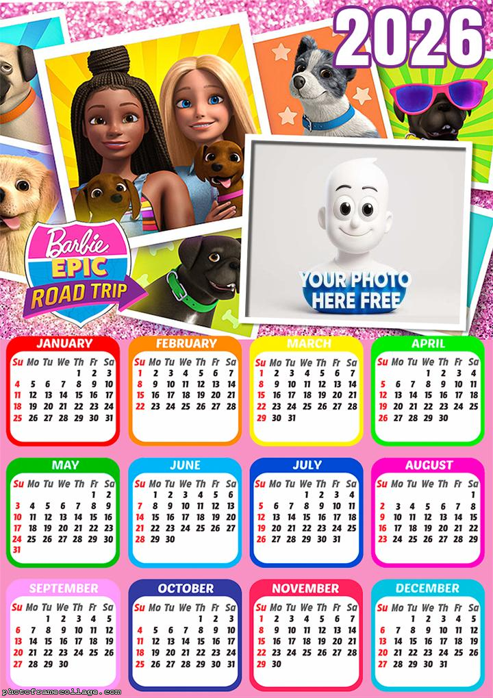 Calendar 2026 Babie Epic Road Trip Photo Collage