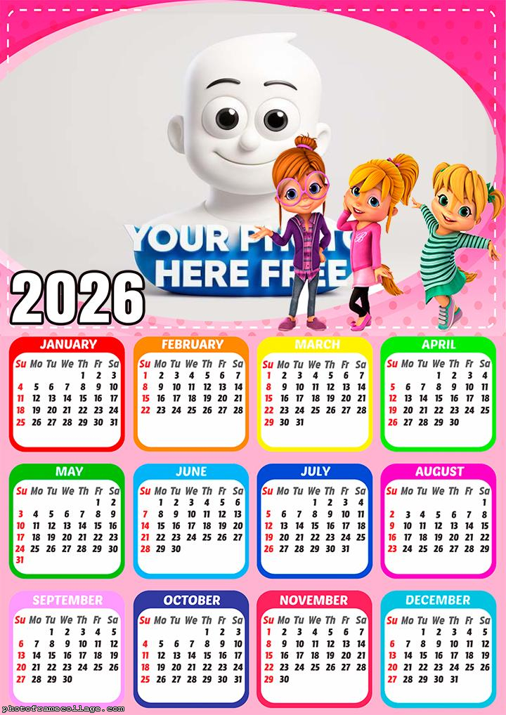 Calendar 2026 Alvin and the Chipmunks Girls