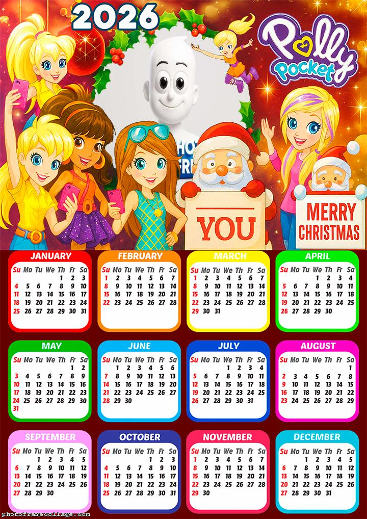 Calendar 2026 Merry Christmas Polly Pocket