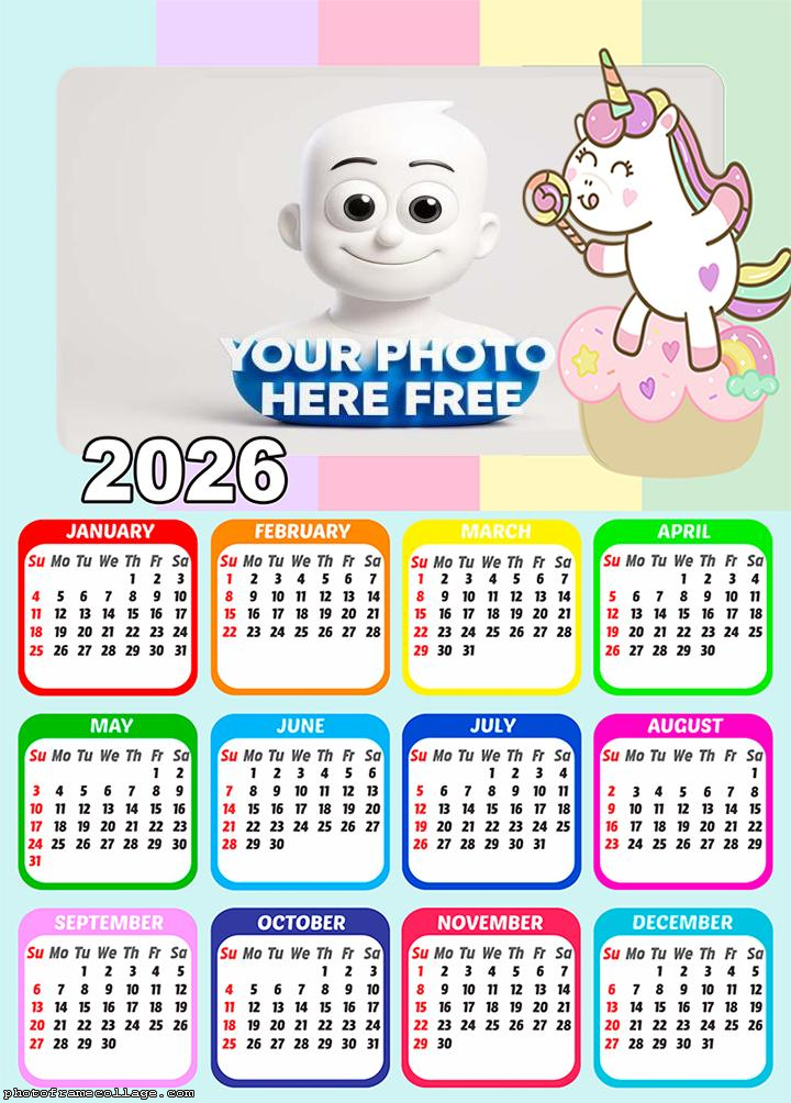 Calendar 2026 Unicorn Candy Color