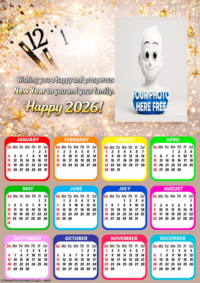 Calendar 2026 Happy New Year 2026 countdown