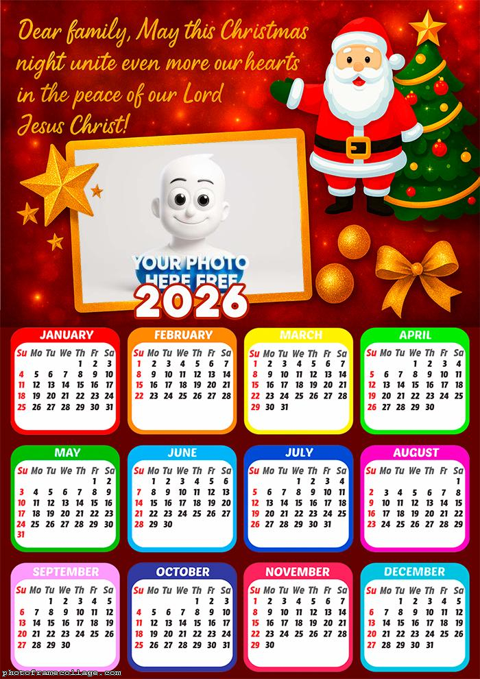 Calendar 2026 Dear family May this Christmas