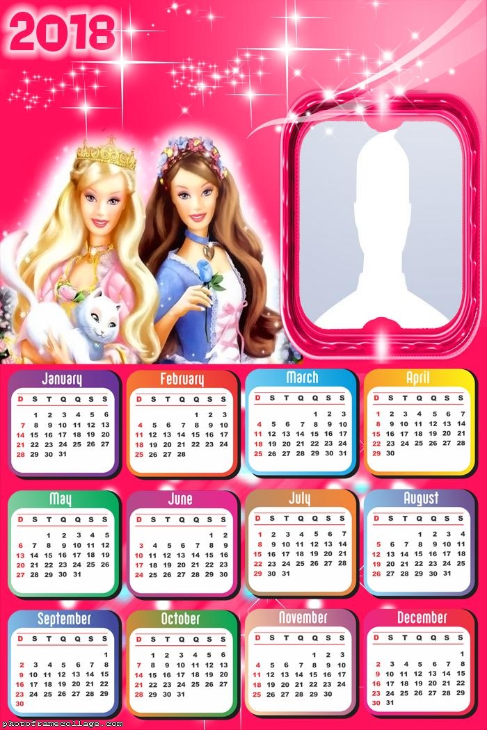 Calendar 2018 Barbie and Cat