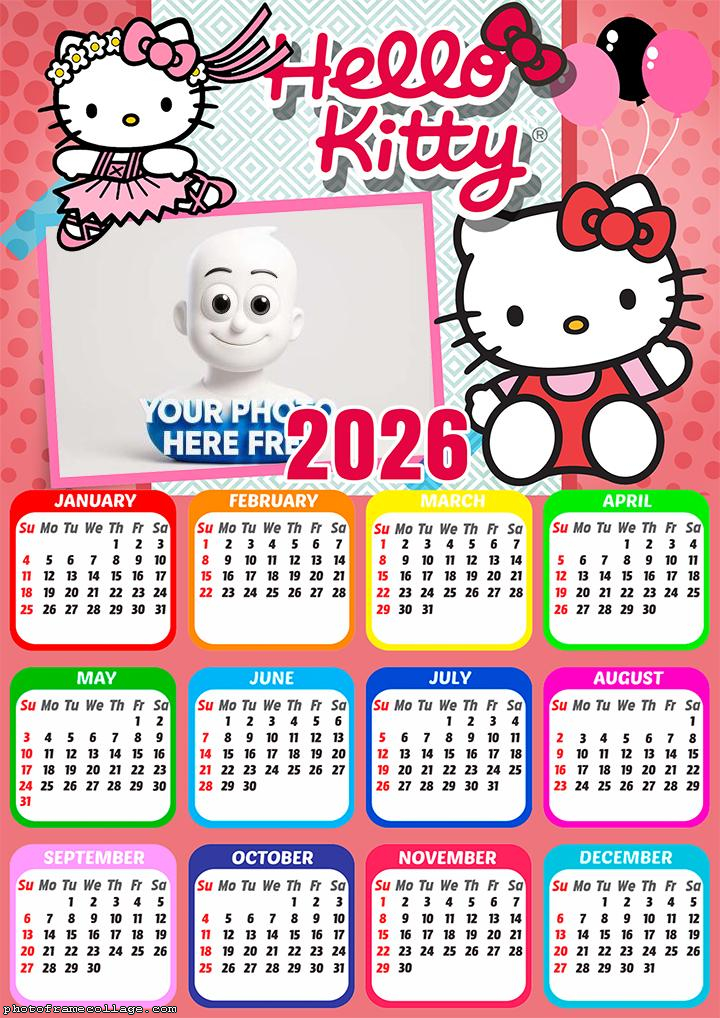 Calendar 2026 Hello Kitty Free Collage Templates