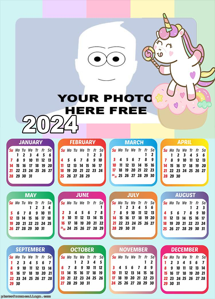 Calendar 2024 Unicorn Candy Color