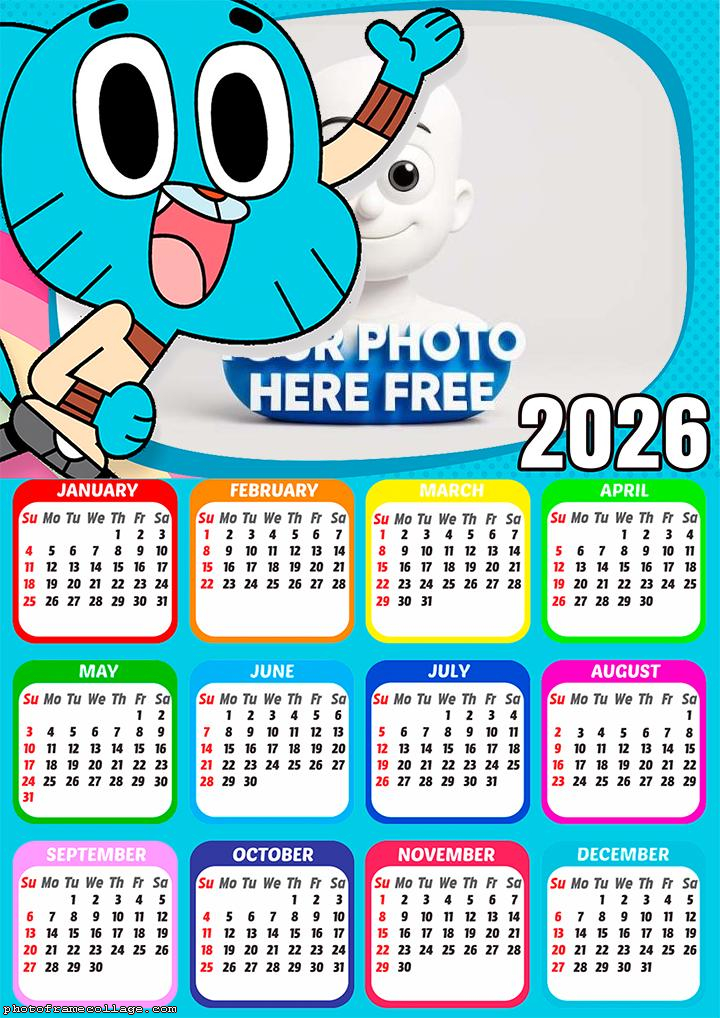 Calendar 2026 Gumball Watterson