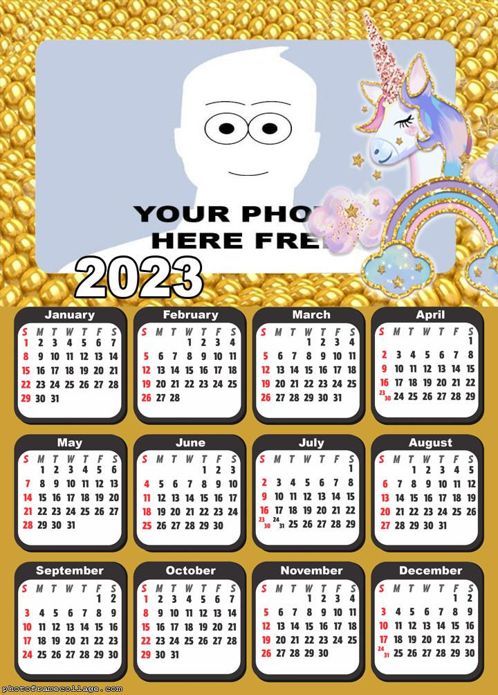 Calendar 2023 Golden Unicorn