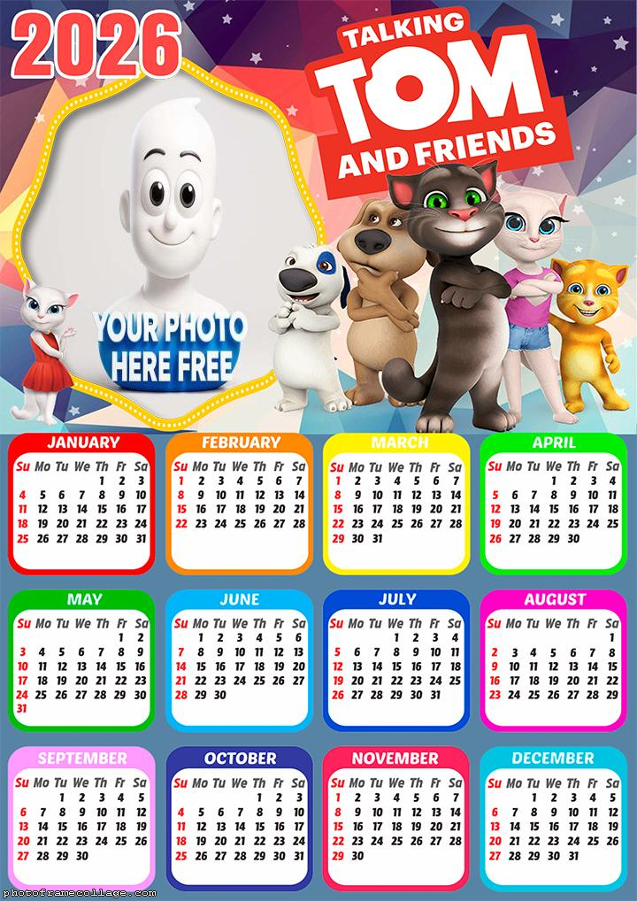 Calendar 2026 Talking Tom and Friends Collage