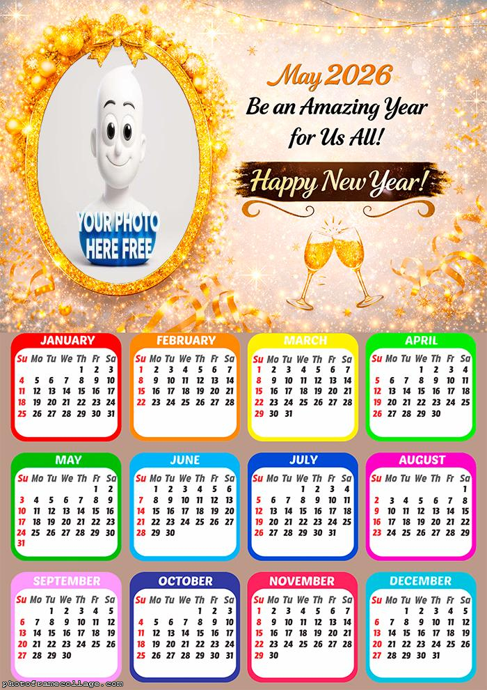 Calendar 2026 May 2026 Be an Amazing Year Frame