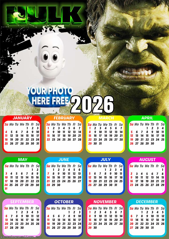 Calendar 2026 Hulk Picture Frame Online