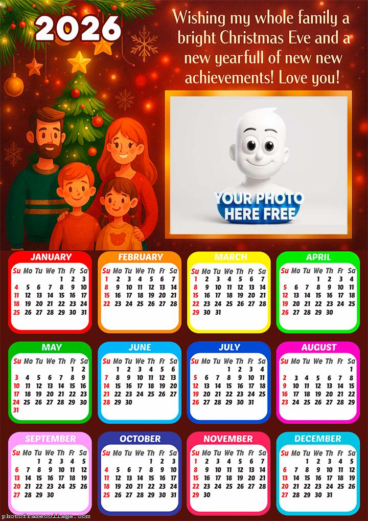 Calendar 2026 Wishing My Whole Family Montage