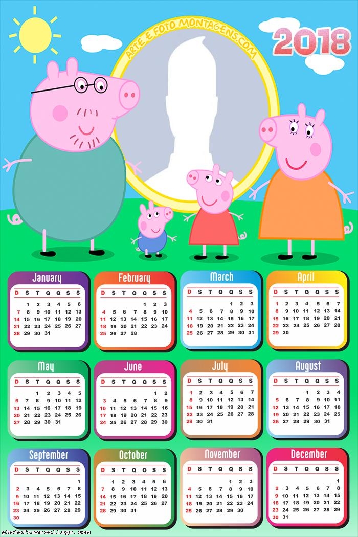 Calendar 2018 Peppa Pig Family