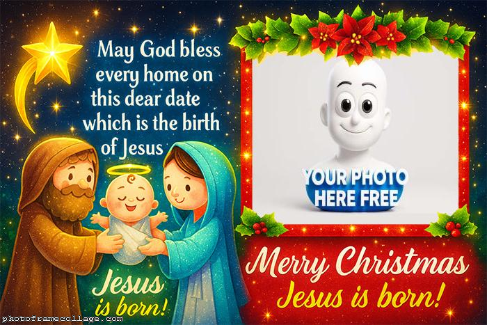 Merry Christmas Jesus is Born picture frame online free