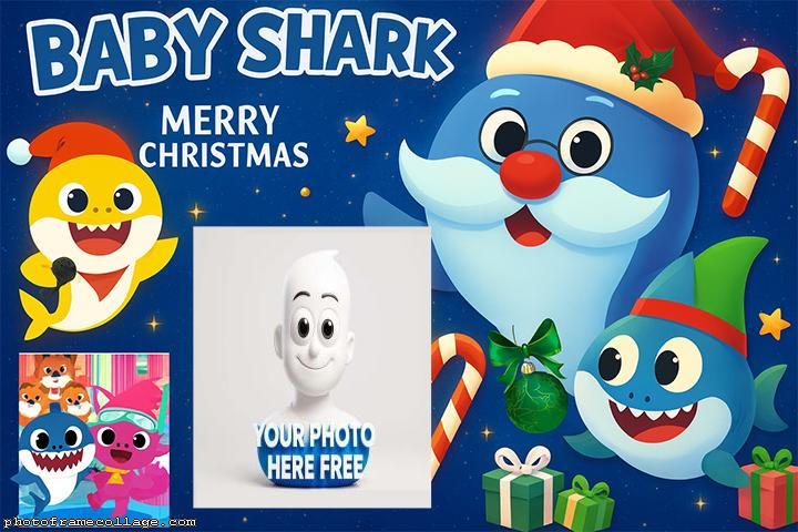 Pinkfong Baby Shark Merry Christmas baby first photo collage