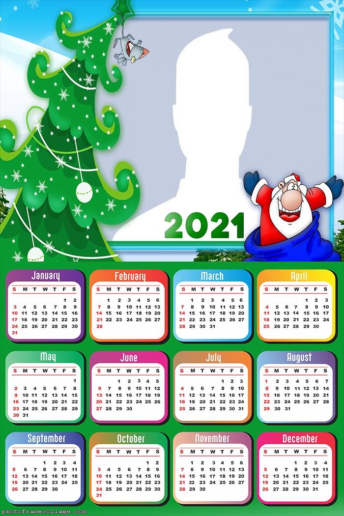 Calendar 2021 Santa Claus Cartoon