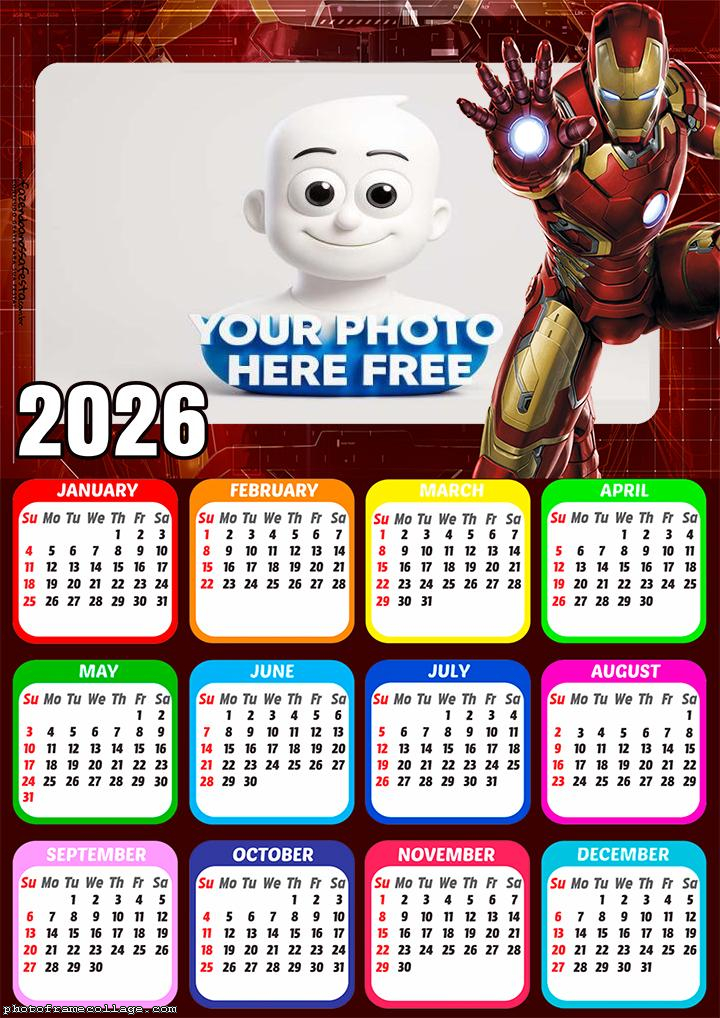 Calendar 2026 Iron Man Marvel
