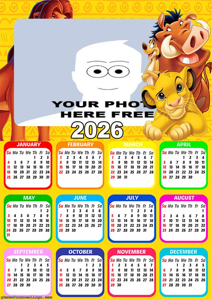 Calendar 2026 Lion King