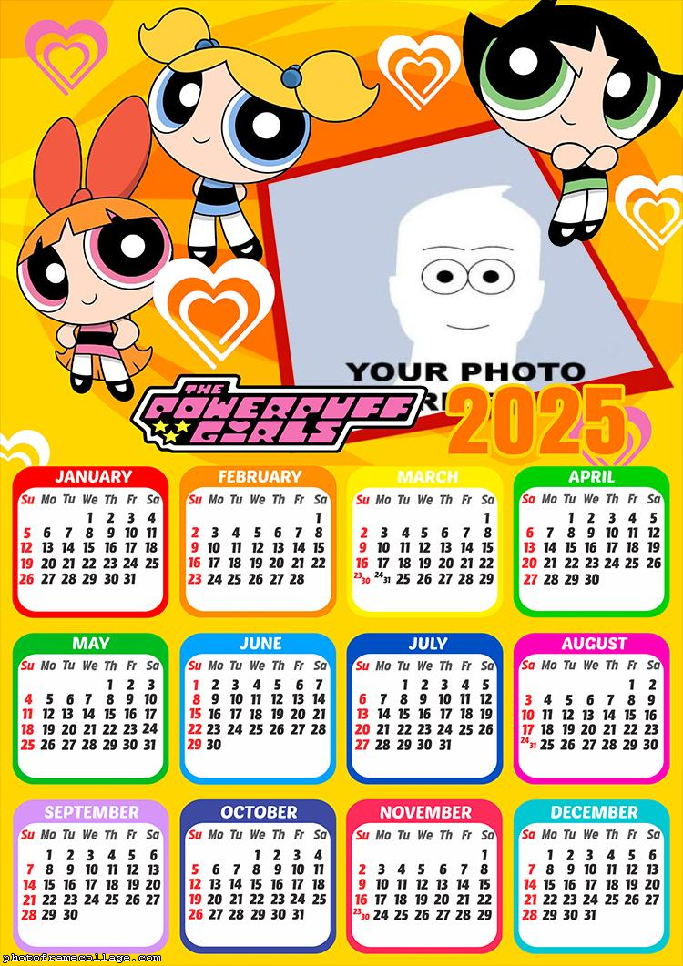 Calendar 2025 The Powerpuff Girls Photo Collage Frame Picture Frame