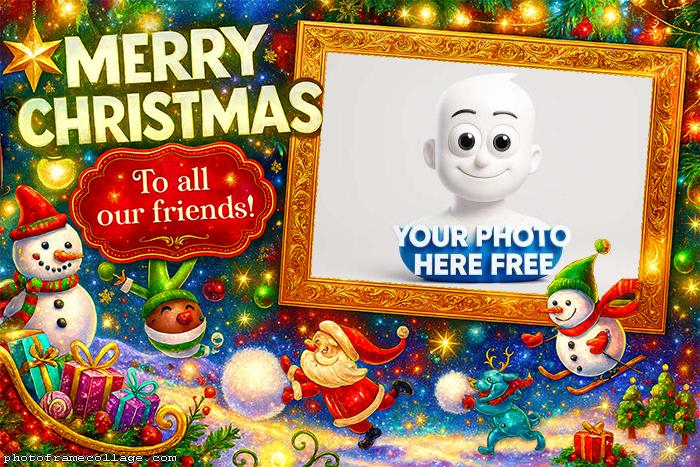 Merry Christmas to all our friends printable photo frame