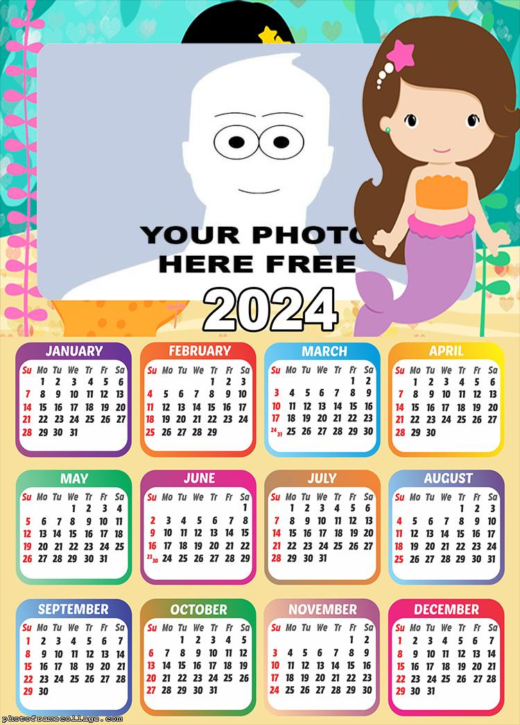 Calendar 2024 Mermaid Brown Hair