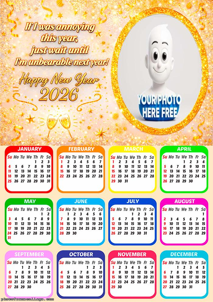 Calendar 2026 Custom Happy New Year 2026