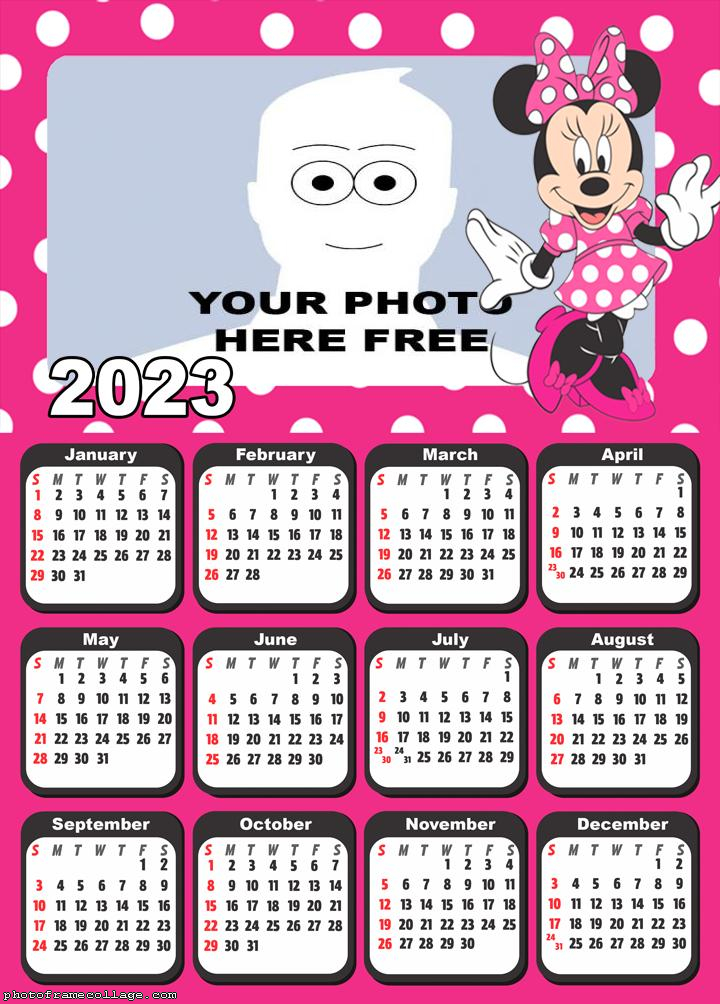 Calendar 2023 Minnie Pink Dress
