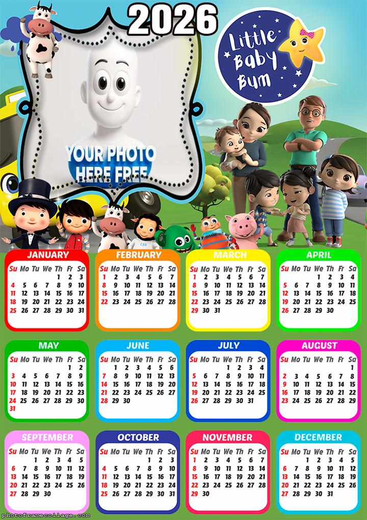 Calendar 2026 Little Baby Bum Custom Photo Collage