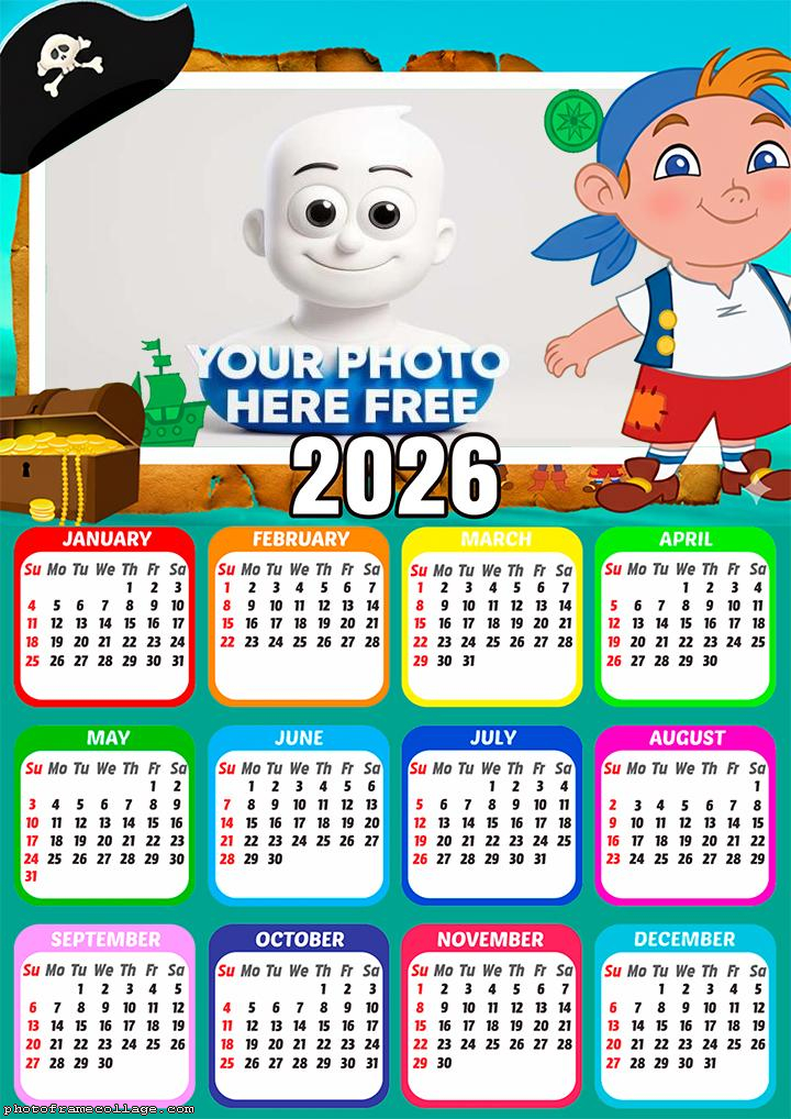 Calendar 2026 Jake and The Never Land Pirates Cubby