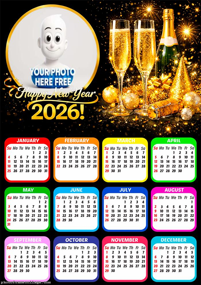 Calendar 2026 Collage New Year 2026 photo grid