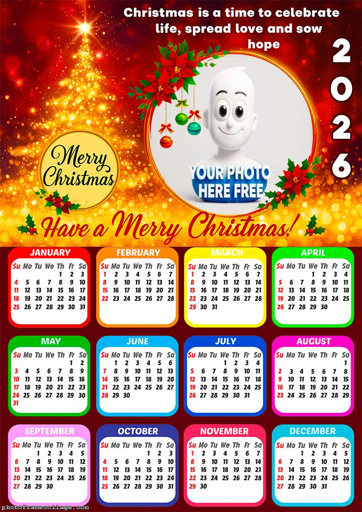 Calendar 2026 Have a Merry Christmas
