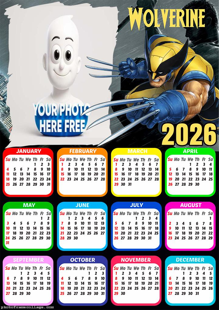 Calendar 2026 Wolverine Photo Montage Online