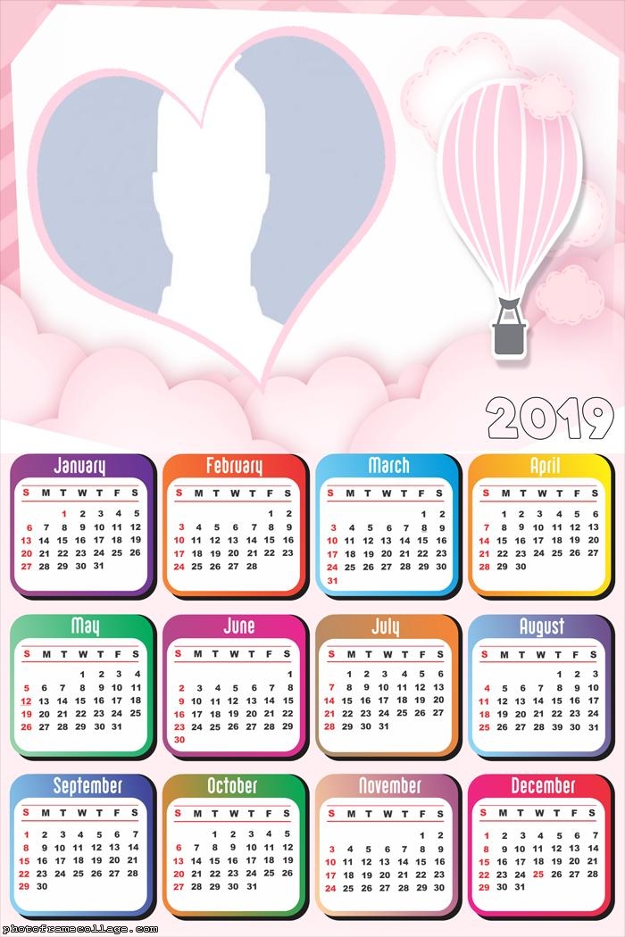 Pink Balloon Calendar 2019