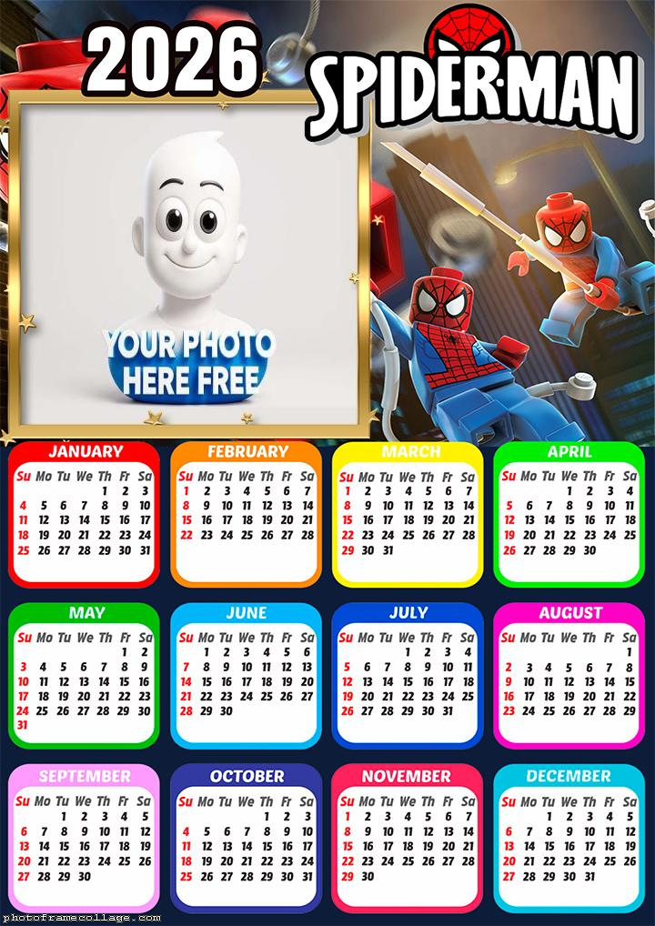 Calendar 2026 Spider Man LEGO
