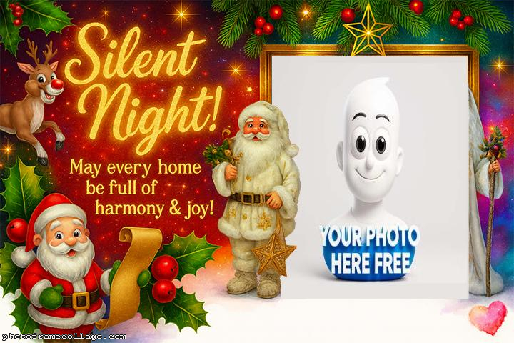 Silent Night Merry Christmas online collage creator
