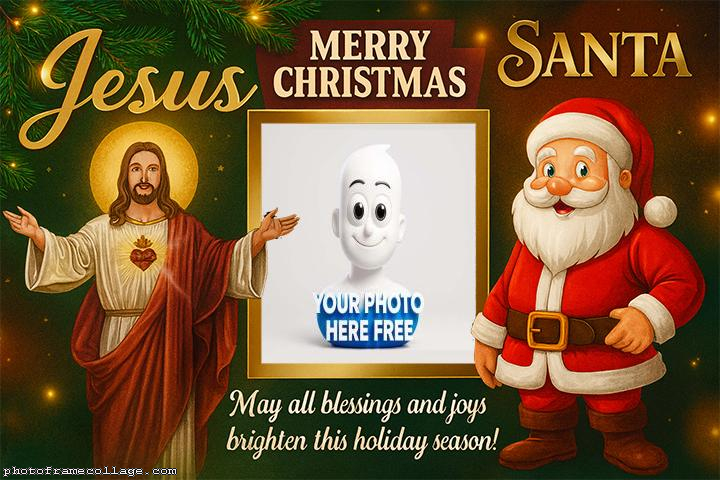 Jesus and Santa Claus Christmas Free Photo Collage Maker
