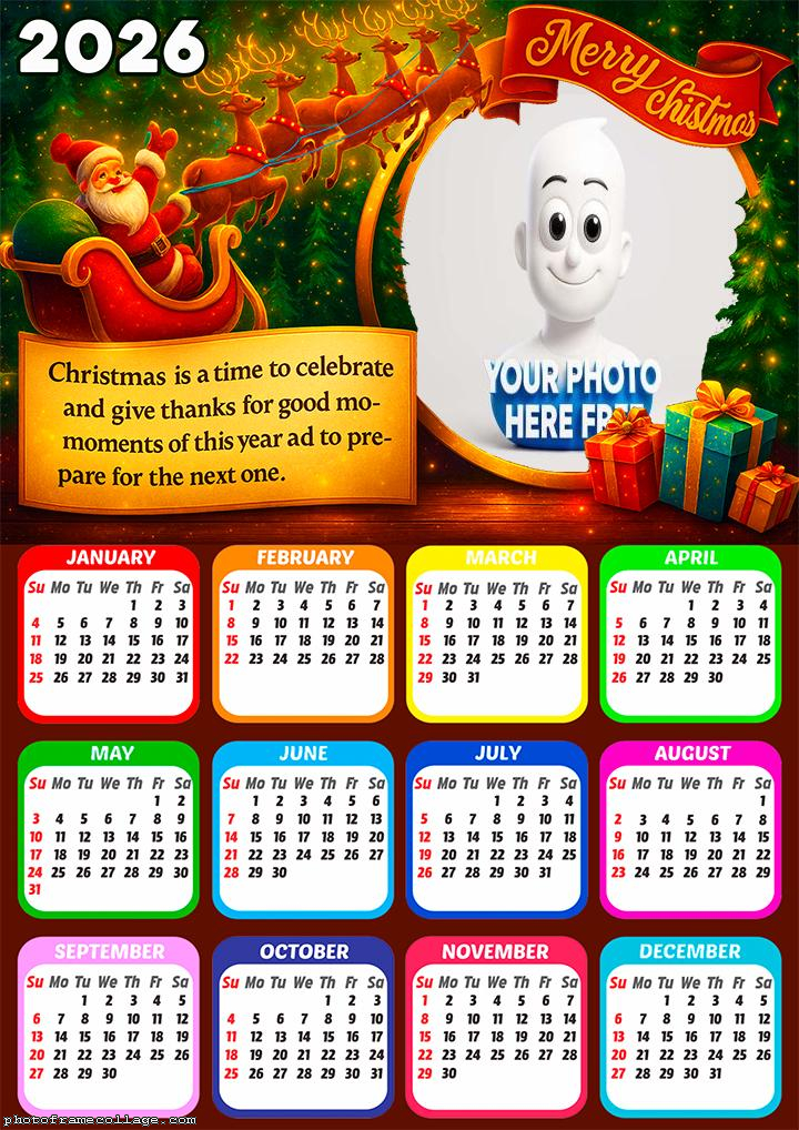 Calendar 2026 Christmas is a time to Celebrate