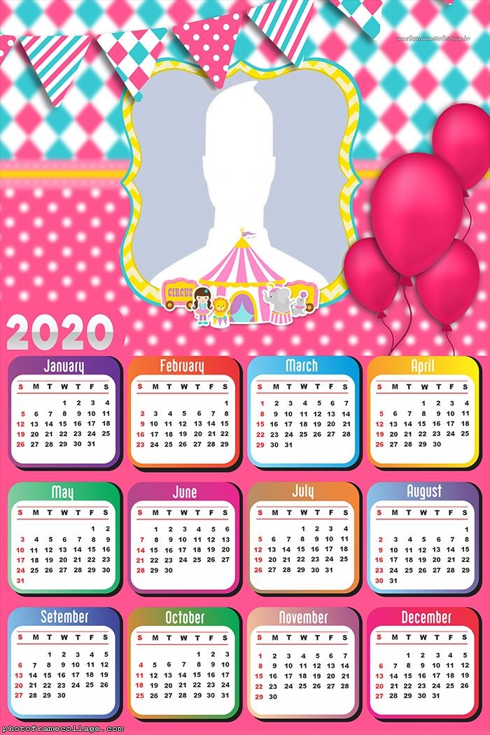 Pink Circus Calendar 2020 Frame Collage