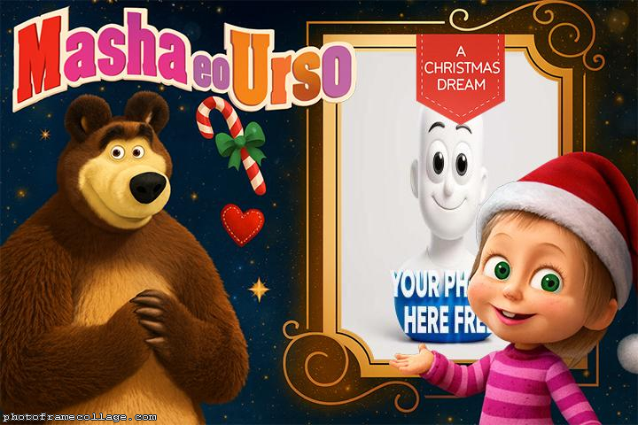 Christmas Masha and Bear Photo Montage Online