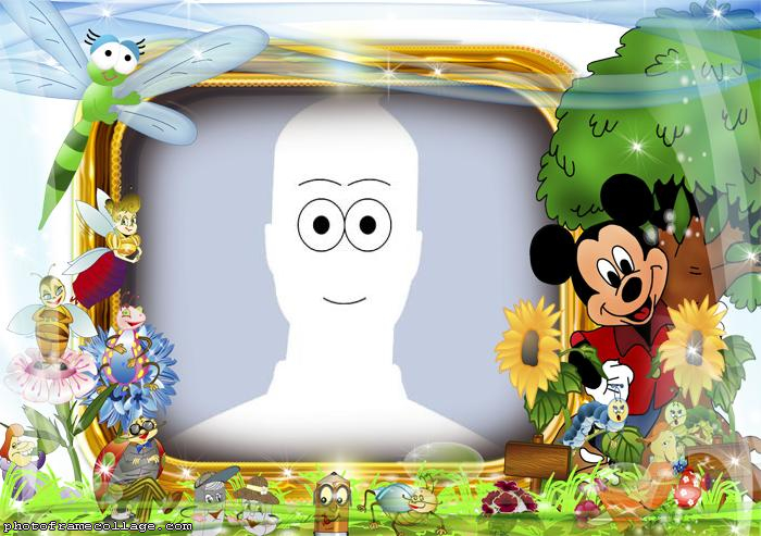 Picture Digital Mickey Mouse and Flowers