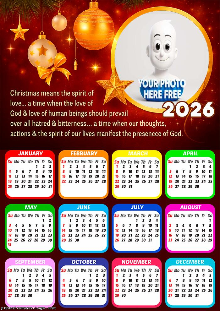 Calendar 2026 Christmas Manifest the presence of God