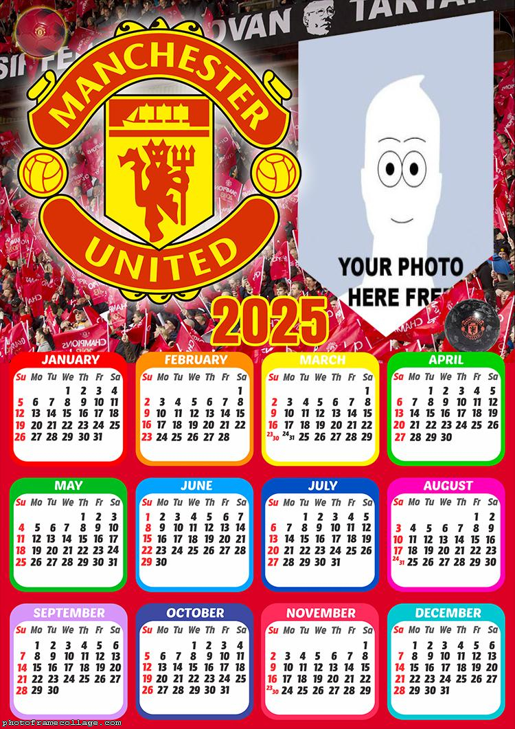 Calendar 2025 Manchester United Football Club Picture Frame