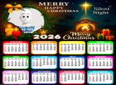 Calendar 2026 Silent Nigth Merry Happy Christmas
